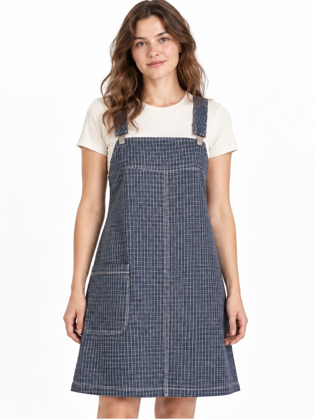Vintage 90s 725 Originals Blue Plaid Cotton Jumper Dress Large
